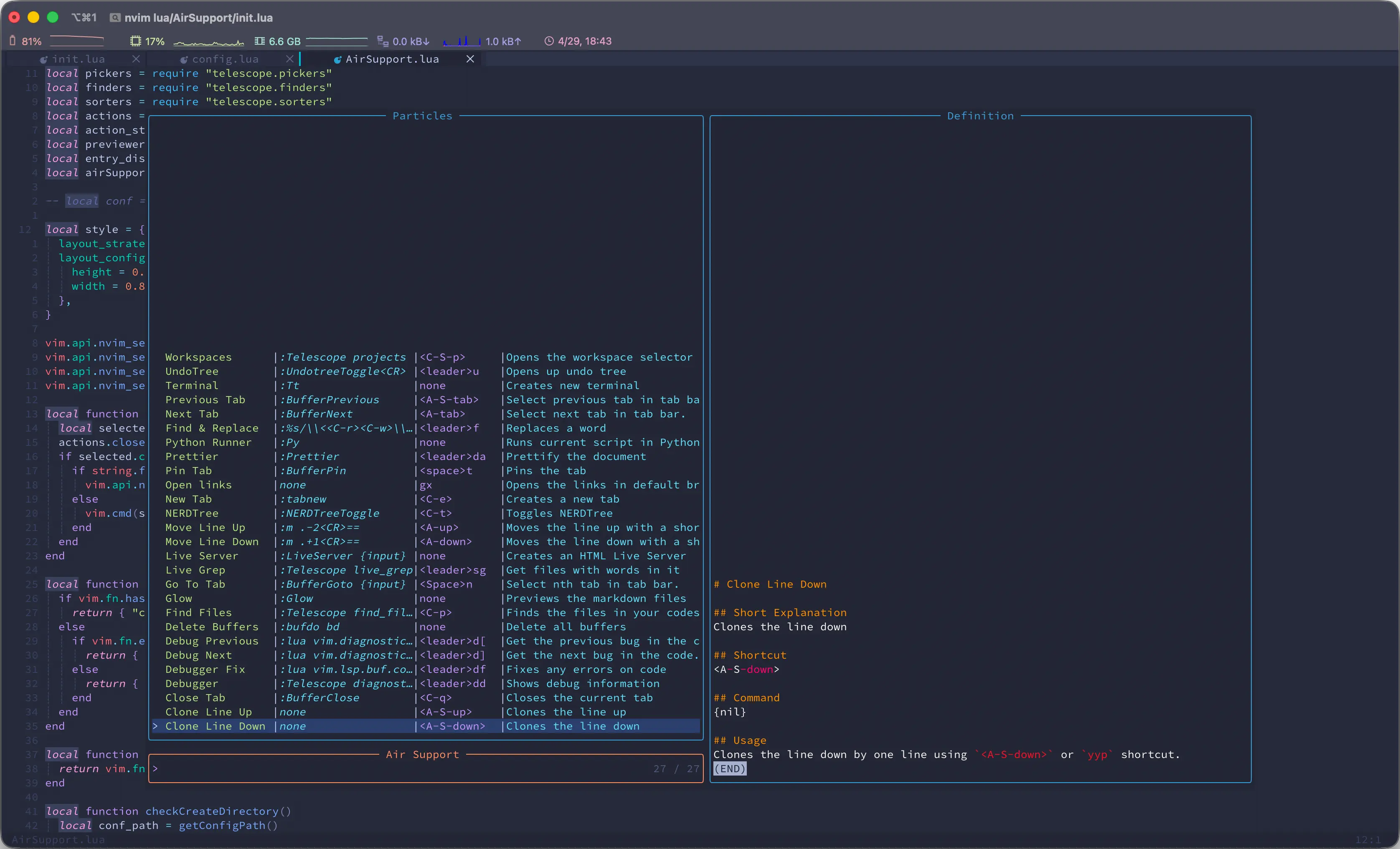 Cinematic interface showing the Telescope-driven particle search and command execution.