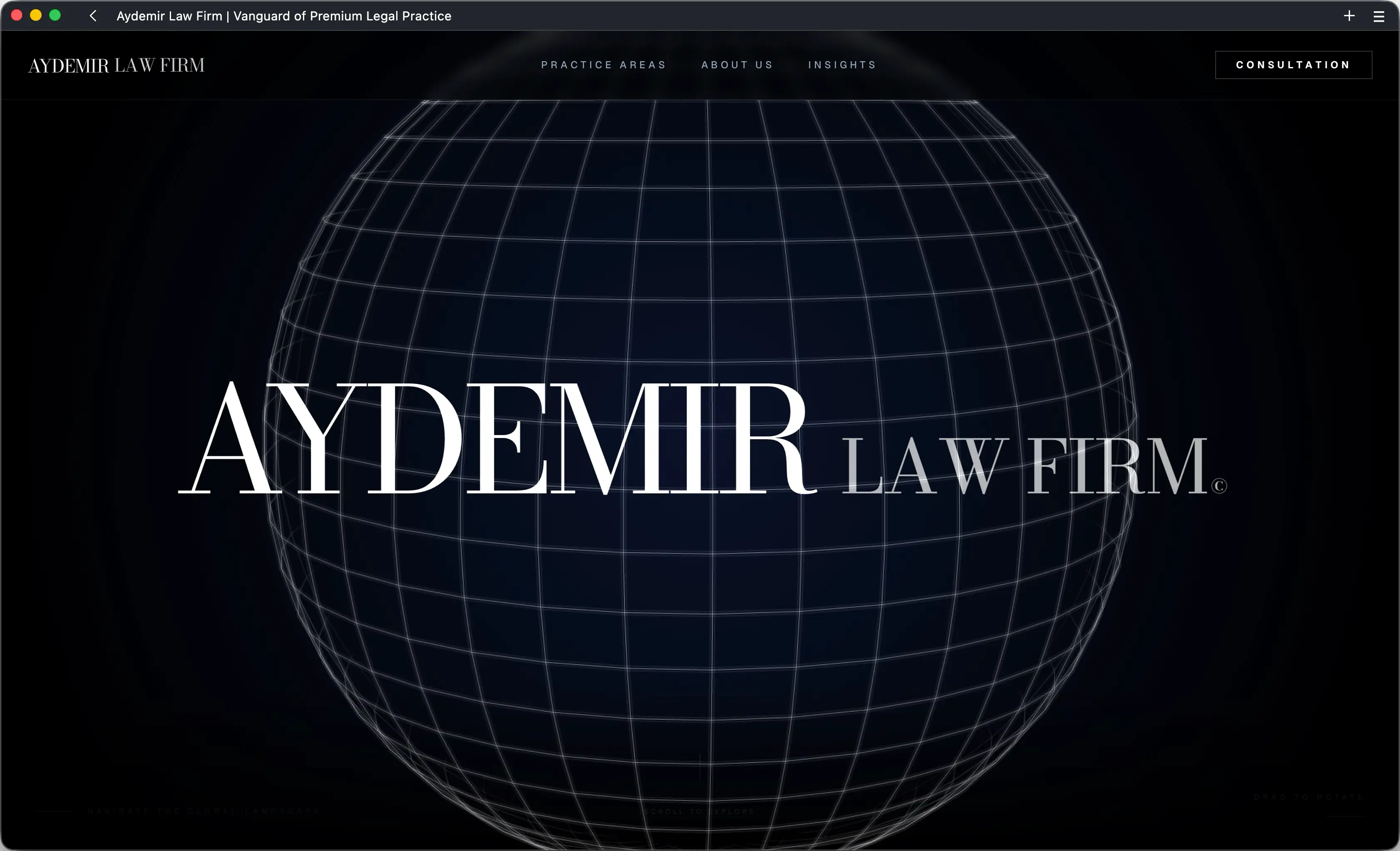 Main page for the AYDLAW utilising WebGL for world object
