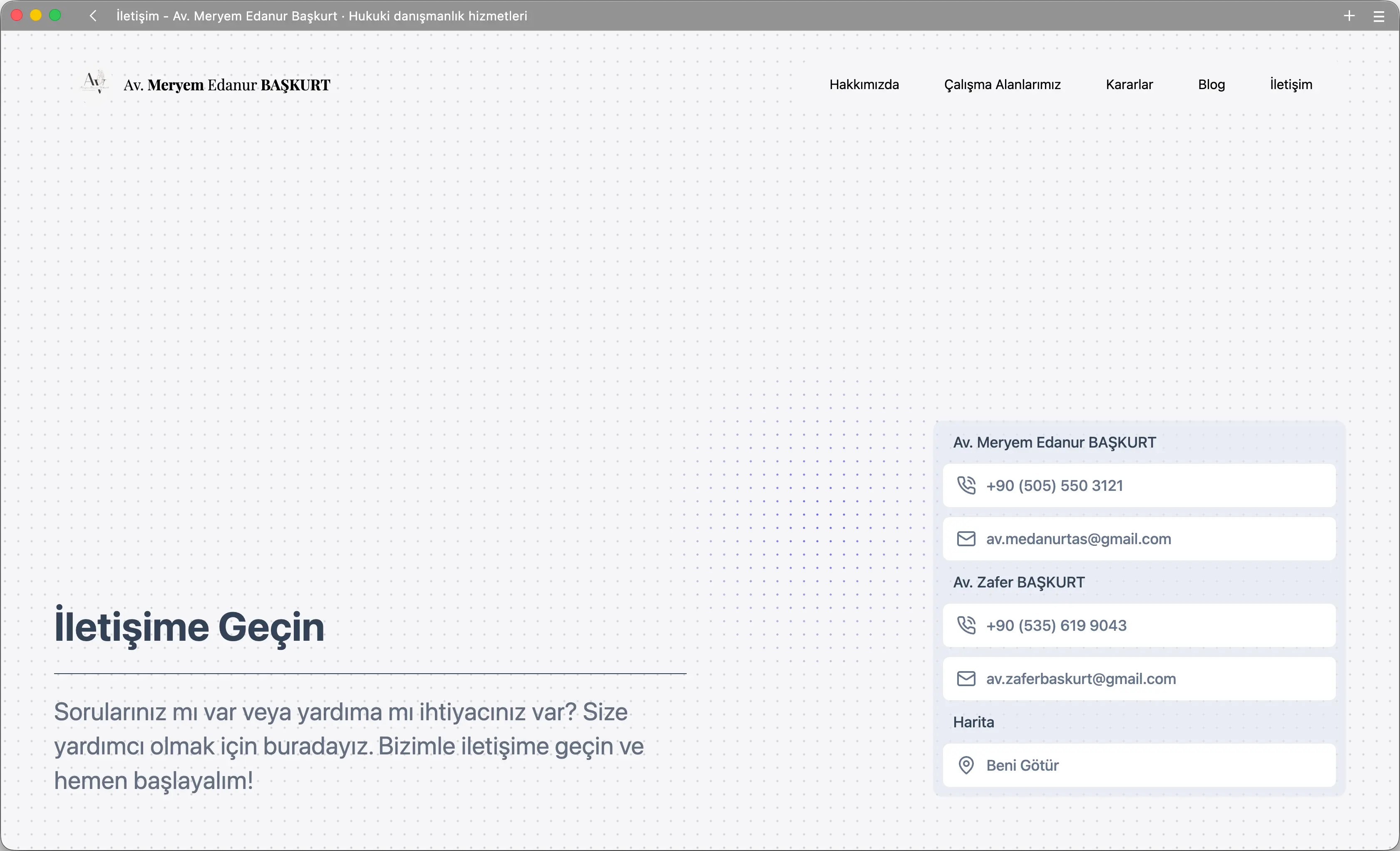 Contact page