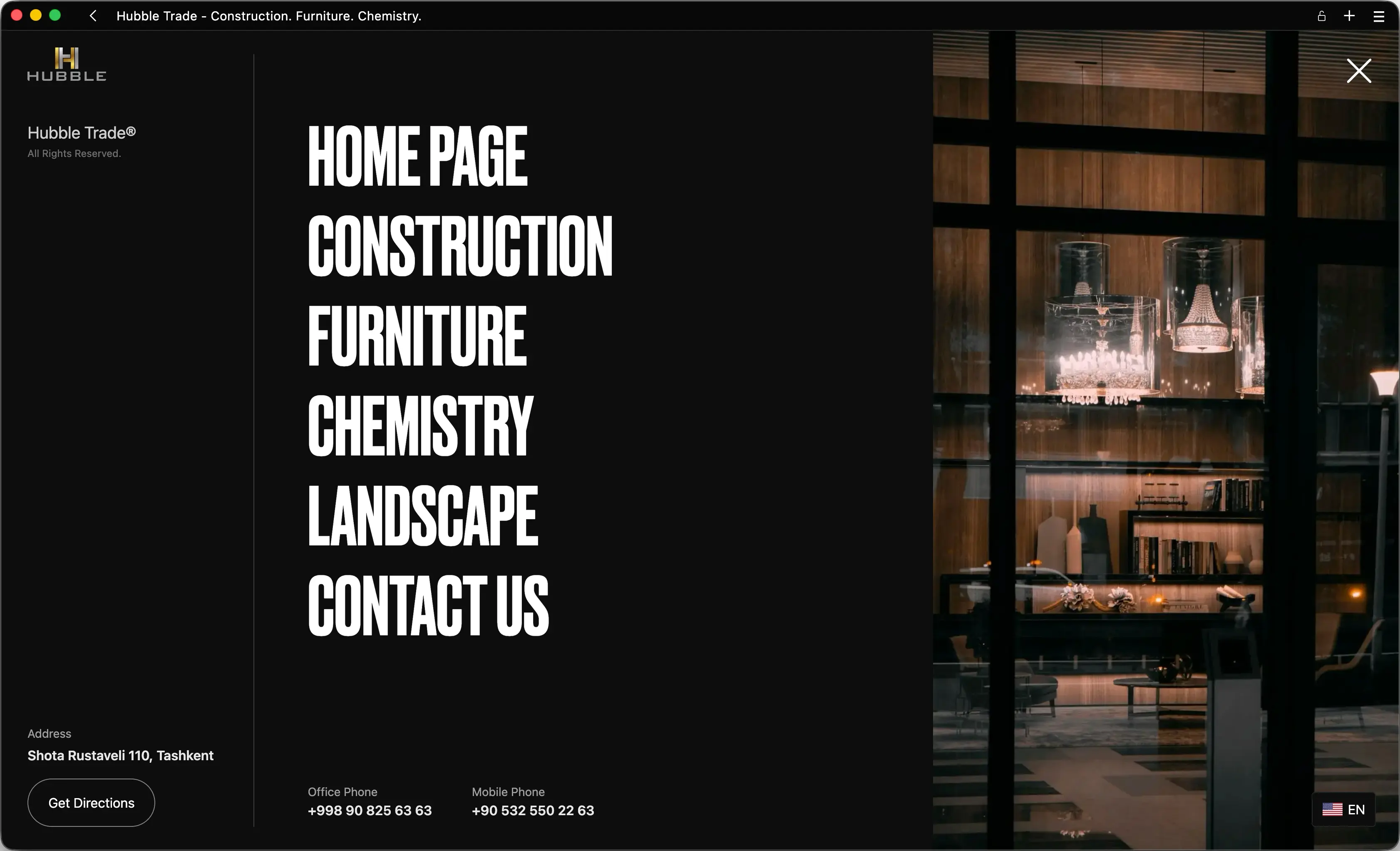 The menu button showing the hamburger menu dropdown.