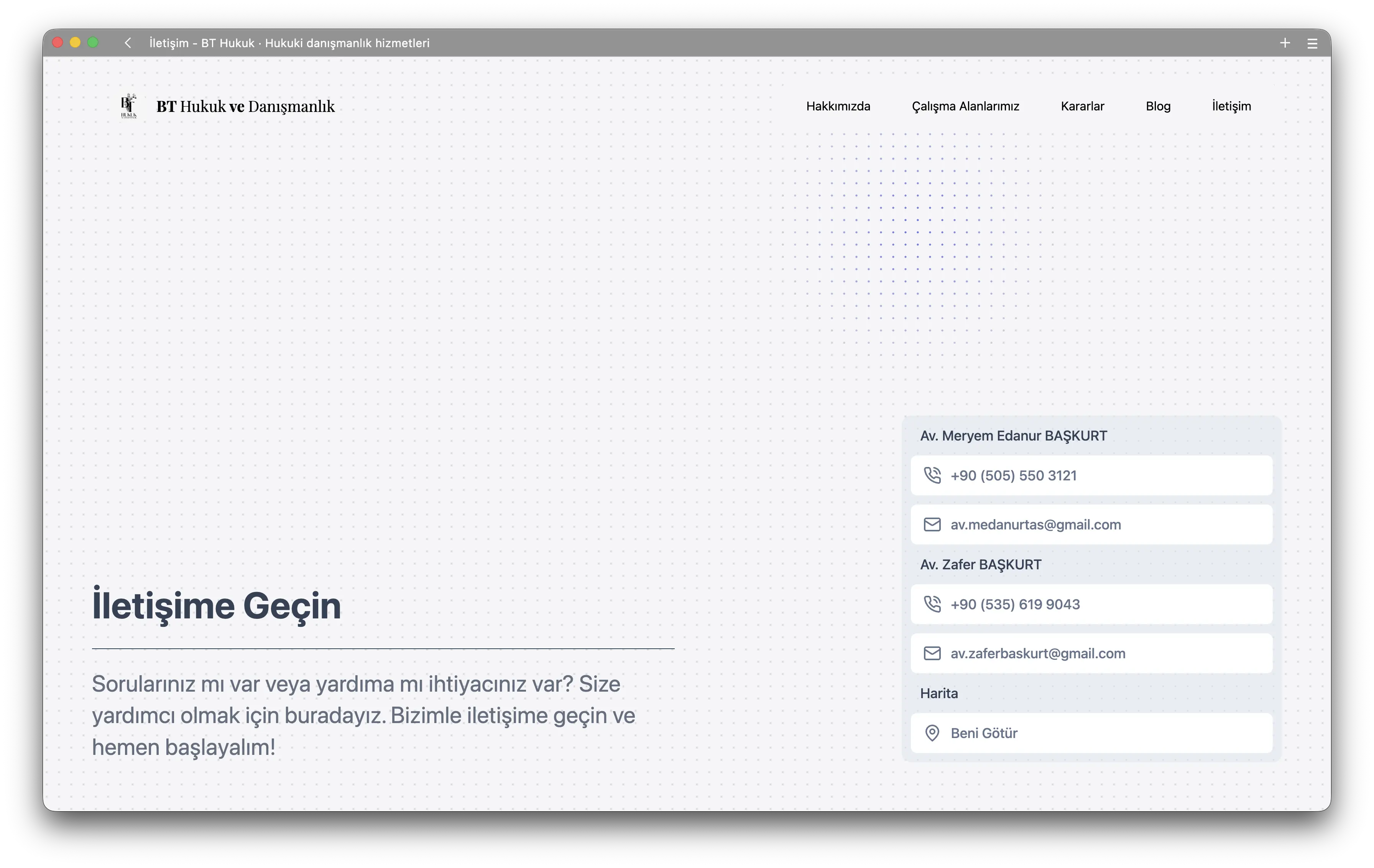 Contact page